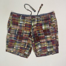 Polo Ralph Lauren Shorts Men 38 Drawstring Madras Patchwork Plaid 9.5" Inseam