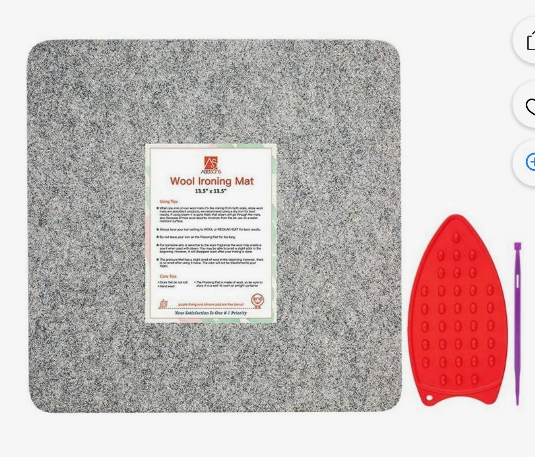 Wool Ironing Pressing Mat 13.5x13.5&rdquo; 100% Wool With Silicone Iron Rest