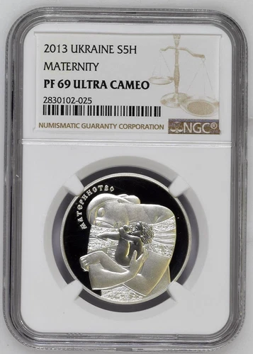 2013 Ukraine S5H Hryven Maternity Silver Proof Coin NGC PF 69 ULTRA CAMEO