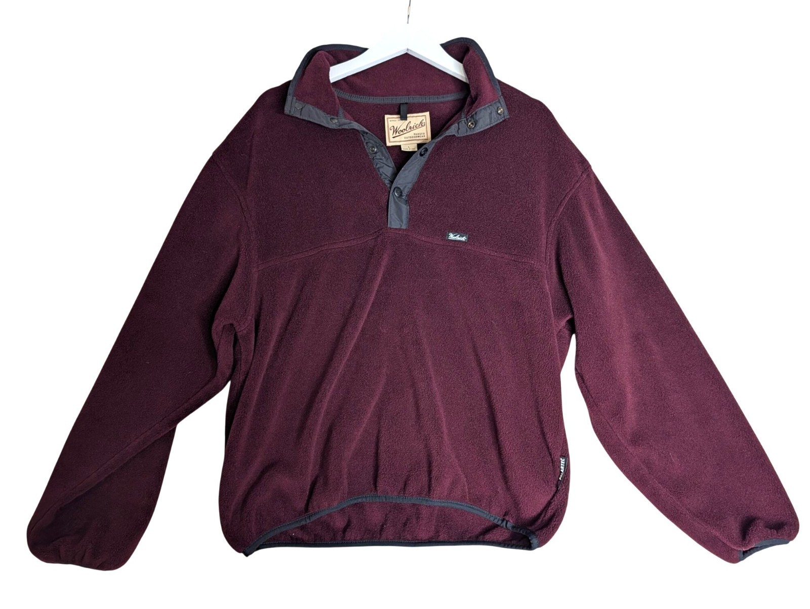Vintage 90s Woolrich Polartec Maroon 1/4 Snap Fleece Pullover Mens Large USA image 2