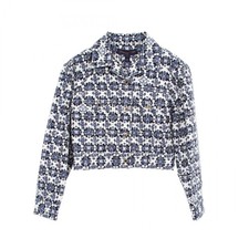 LOUIS VUITTON Monogram Flower Denim Jacket cotton White Navy Used Women 36