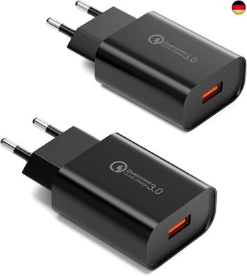 2 Stück USB Ladegerät Stecker, 18W Quick Charge 3.0 Schnellladegerät Netzteil 3A