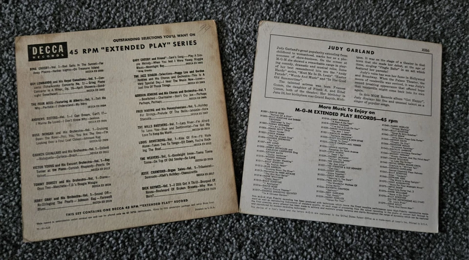 JUDY GARLAND Lot Of 2 45 RPM Records DECCA/MGM L@@K! - Image 2 of 4