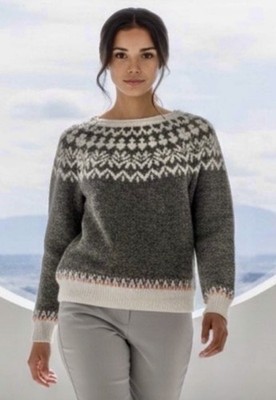 Woman s Icelandic Sweater w/Traditional Yoke Pattern & Hand Knitted Design S
