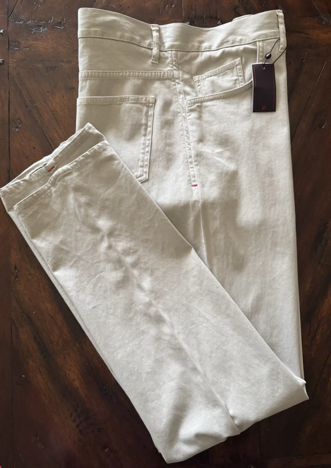 NWT Isaia Napoli Men's 5 pocket Slim Fit Comfort Khaki Chinos, Size 54 EU $795 - Image 4 of 4