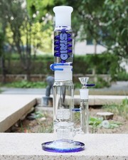 14inch Hookah Freezable Glycerin Glass Bongs Water pipes Perc &14mm glass bowls