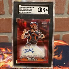 BUSTER POSEY 2024 Stadium Club Chrome Red Refractor Auto #20/25- SGC 9/10!!!