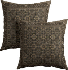 Brown Antique Tabriz Rug Print Pillow Covers 18x18 Inches Retro Turkish Throw Pi