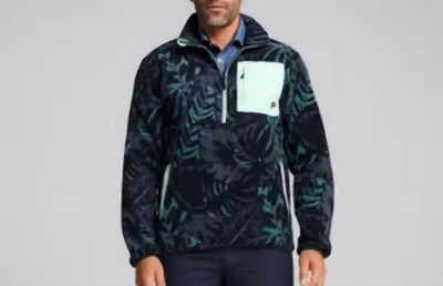 PUMA x PTC size XL 1/2 Zip Palm Fleece Blue/Green. 626833 01.