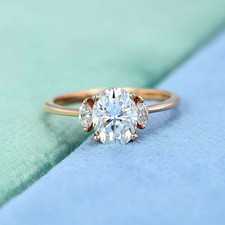 Diamond Wedding Ring Lab Grown IGI Certified 1.3 Carat Oval 18k Yellow Gold 7 8
