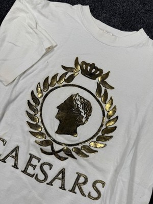 VTG Caesars Palace Casino T Shirt Large White Gold Logo Las Vegas Graphic