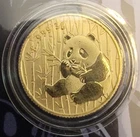 Chinese Panda 3 Gram 999 Fine Gold Gilded Silver In Card With COA 3,000 Minted