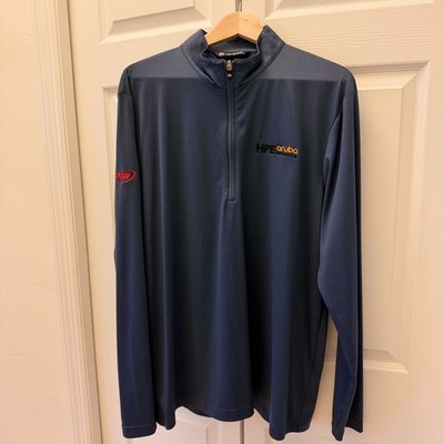 Travis Mathew Mens XL Heater 1/4 Zip Pullover Indigo HPE Aruba Networking CDW