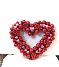 14" Valentine Heart Shaped Ornament Wreath