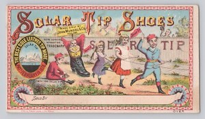 Victorian Trade Card Solar Tip Shoes Children Marching L.P. Ross Rochester NY