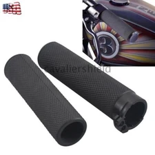Black 1"25mm Handlebar Hand Grips For Harley Dyna Softail Touring Bobber Chopper