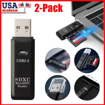 2 Pcs USB 3.0 High Speed Card Reader Adapter for Micro SD SDXC TF Memory Card