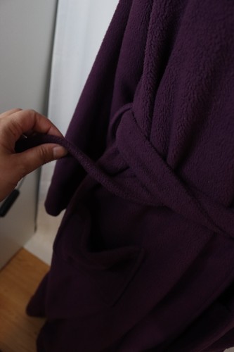 LL Bean Robe Winter Fleece Long Robe Wrap-Front Tie Purple Women's Size Medium - Picture 3 of 8