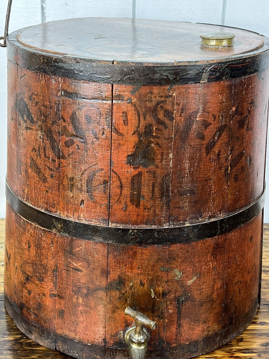 Antique Primitive 5 Gallon Staved Kerosene Oil Wood Bucket