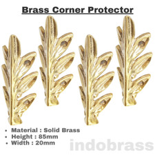 Set of Vintage Solid Brass Olive leaf Box Corner Protector Decor Shelf Cabinet