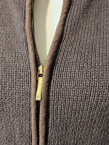 Lauren Ralph Lauren Womens Brown Cardigan Knit Zip Up Pockets Sweater 2X - Picture 2 of 6