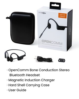 ★ほぼ未使用★ AFTERSHOKZ OPENCOMM ブラック Aftershokz OpenComm (Rebranded as Shokz OpenComm) Wireless Stereo