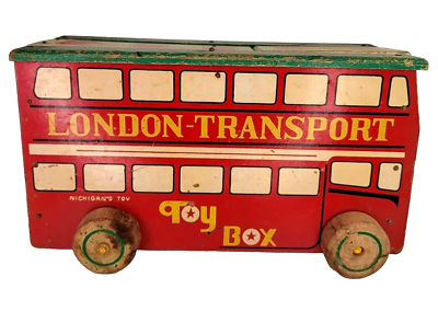 アンティーク LONDON BUS TOY Vintage Wooden Nichigan's Toy London Transport Toy Box Double