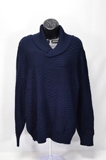 NWT Viyella Cotton Blend Textured Shawl Collar Navy Sweater Size Medium