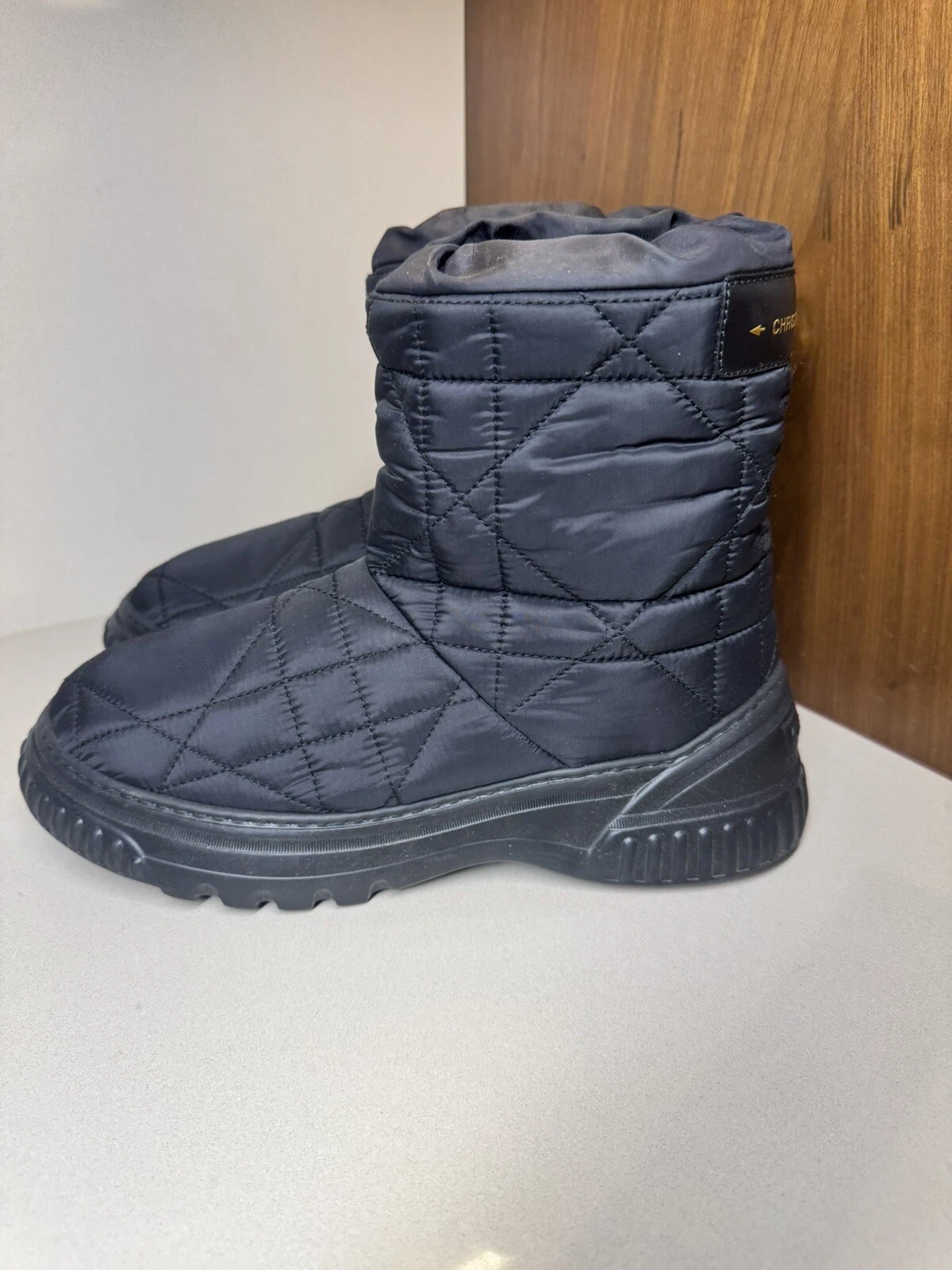 BOTTES NOIRES MATELASSÉES DIOR FROST CANNAGE FEMME EU40 avec boite et dust bags