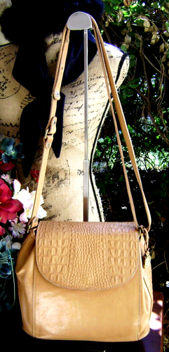 Brahmin VGC Peachy Tan Finished Leather Margo Shoulder Bag Purse Vtg