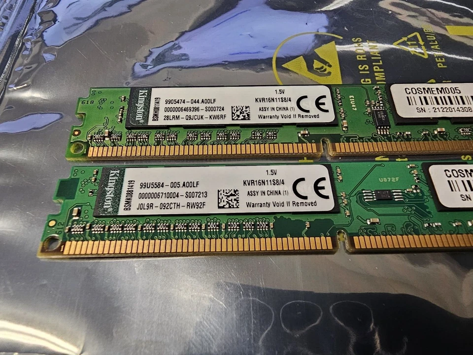 8GB (2 x 4GB) Kingston KVR16N11S8/4 Low Profile PC3-12800 DDR3 Memory (#402) - Image 2 of 4