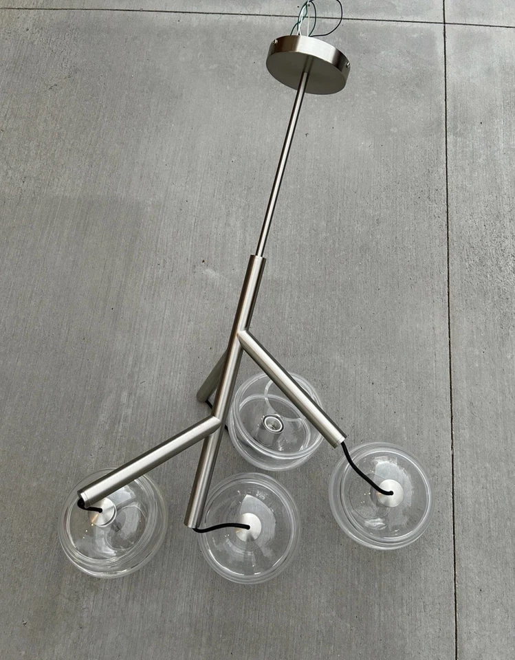 Tech Lighting Sedona Single Chandelier, 4-Light, Satin Nickel, Transparent Glass - Image 3 of 4