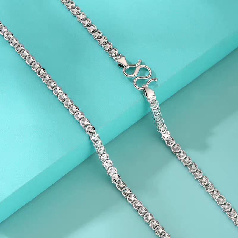 Pure Pt950 Platinum 950 Chain 3mm Lucky Coin Beads Link Necklace