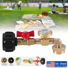 NEW 1Lb To 20Lb Tank Propane Refill Adapter With Gauge And ON-Off Control Valve