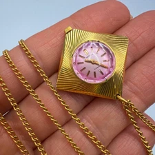 Vintage Soviet Chaika Watch 1970s USSR Womens Gold Plated Mechanical Pendant