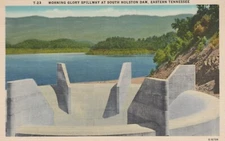 Morning Glory Spillway At South Holston Dam Eastern Tenn. Linen Vintage Postcard