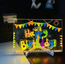 Acrylic LED Erasable Drawing Message Board USB Night Light for Kids Gift