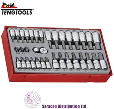 TENG 35 PIECE 1/4" & 3/8" DRIVE BIT SOCKET SET, PH, PZ, HEX, SLOT, TORX - TTBS35