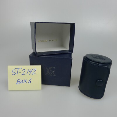 Van Cleef & Arpels Blue Leather Fine Jewelry Ring Box with Outer Box. Swiss Made