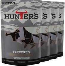 Hunters Biltong - Peppered Beef Biltong, 1kg Pack of 4 x 250g High Protein, low