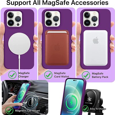 For iPhone 14 Pro Max MAGNETIC Case DEEP PURPLE Thin Silicone