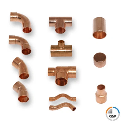 Kupfer Lötfitting Löt Fitting Lötfittinge Lötfittings Kupferfitting DVGW CU Rohr