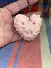 Handmade Crocheted Puff Heart Keychain