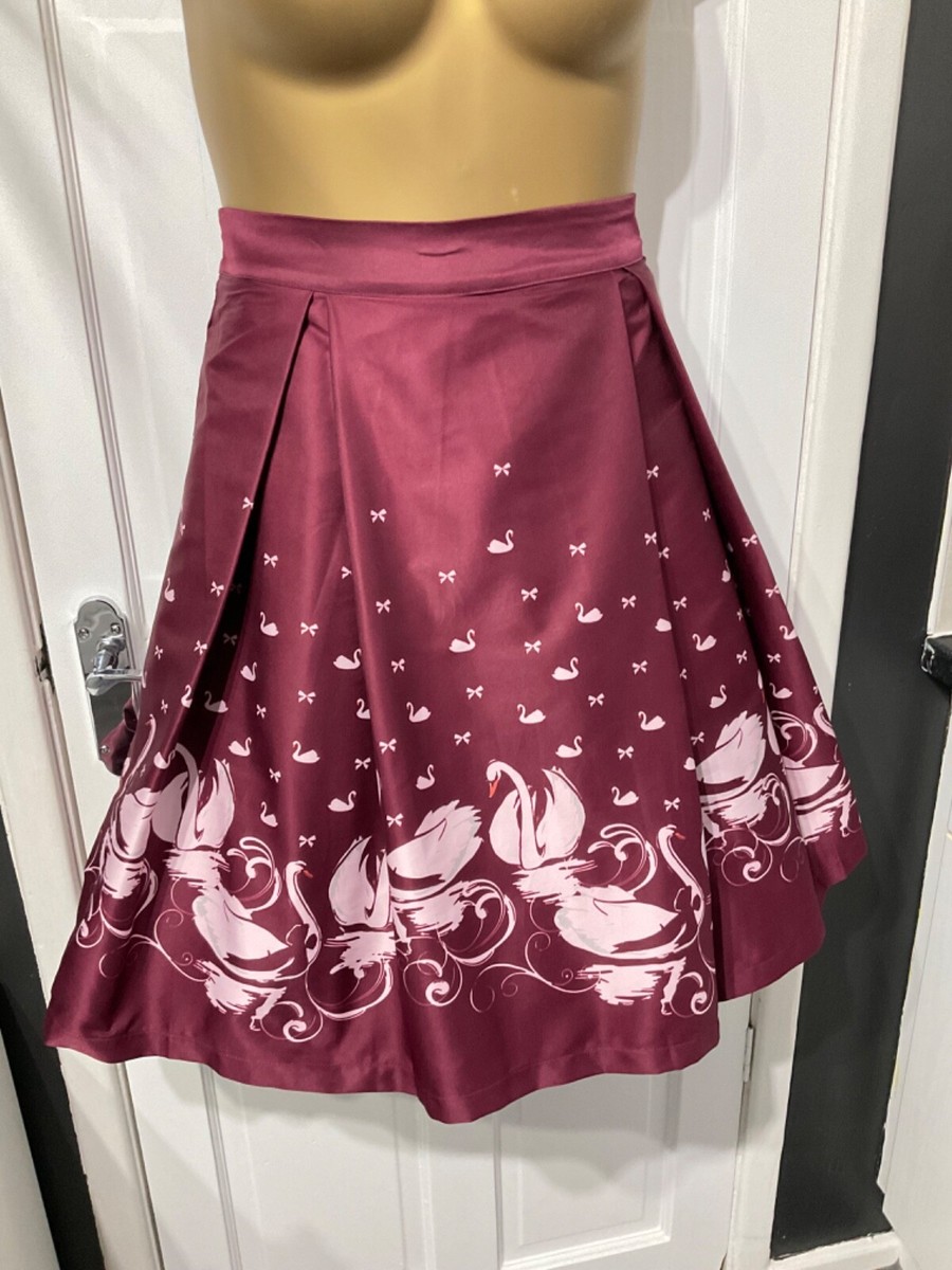 LINDY BOP size 18? More 16 swan design pleated look skirt zip up vintage  style
