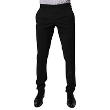 DOLCE & GABBANA Pants Black Polyester Tapered Formal Men Dress IT46/W32/S 820usd