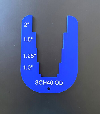 PIPE DIAMETER SIZES MEASURING TEMPLATE TOOL - 3/4'' THRU 2'' O.D. SCH10/40