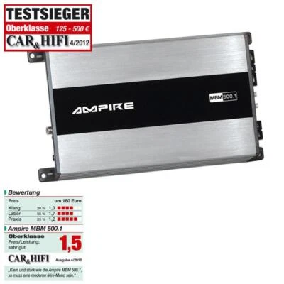 AMPIRE MBM500.1-4G 1-Kanal Mono Endstufe Verstärker 500 Watt RMS, Class D - Bild 1 von 4