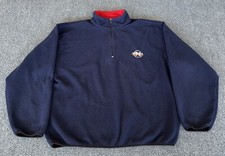 Nautica Competition VTG Mens XL 1/4 Zip Fleece Jacket Navy Blue Spellout 1990s