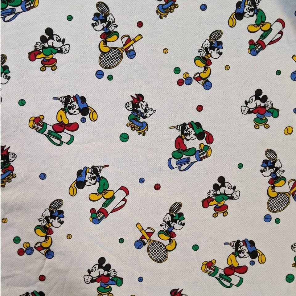 Vintage Mickey and Minnie Mouse Sports Themed Fabric One Sided Fleece Sweatshirt - Image 4 of 4
