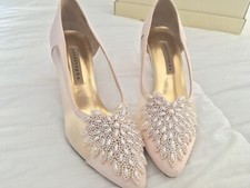 Pink Mesh Faux Pearl Heels/Shoes